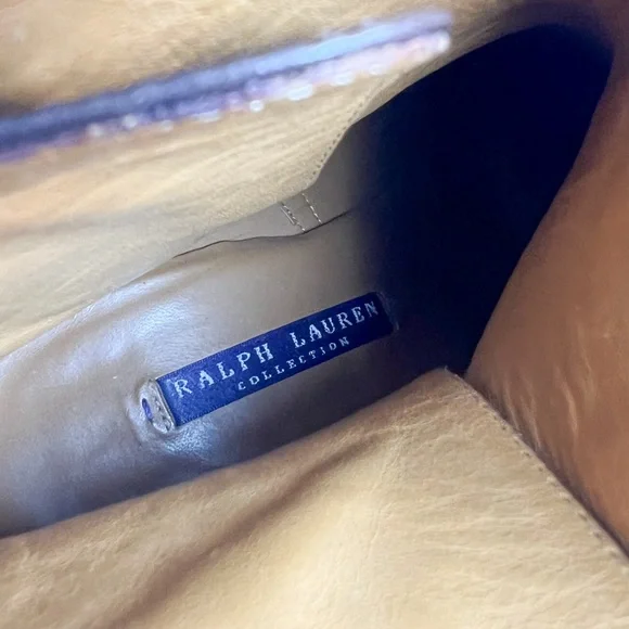 Ralph Lauren Collection Purple Label Heeled Booties Brown Leather size 6.5 - Picture 3 of 16